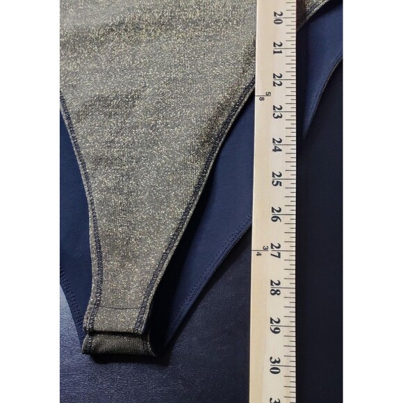 AllSaints Bodysuit Womens 6 Gold Metallic High Neck Racerback Zip Back Shimmer - Picture 9 of 9